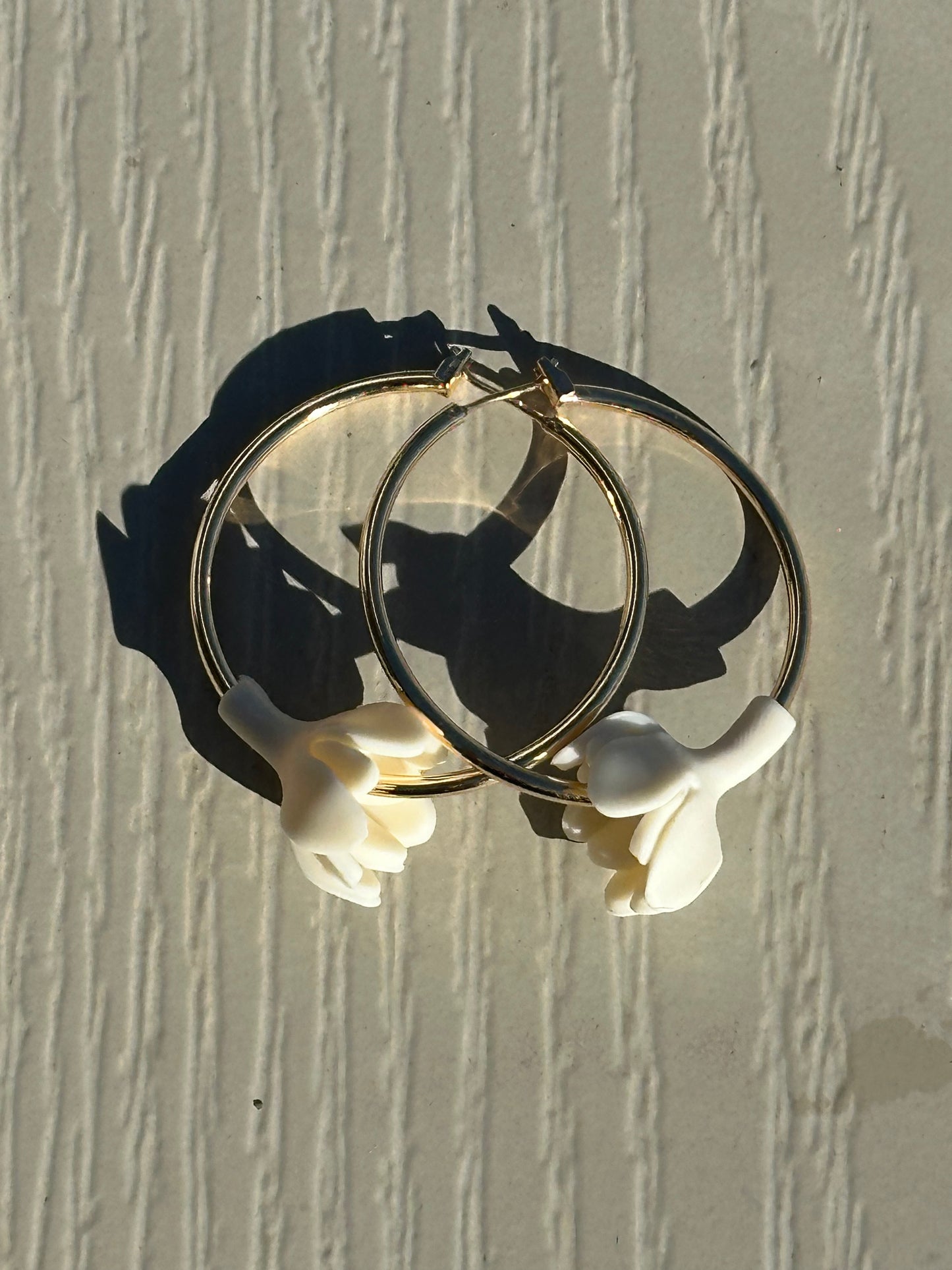 Handmade Flower Earrings | 40mm 14k Gold Filled Hoops | Tropical Island Earrings