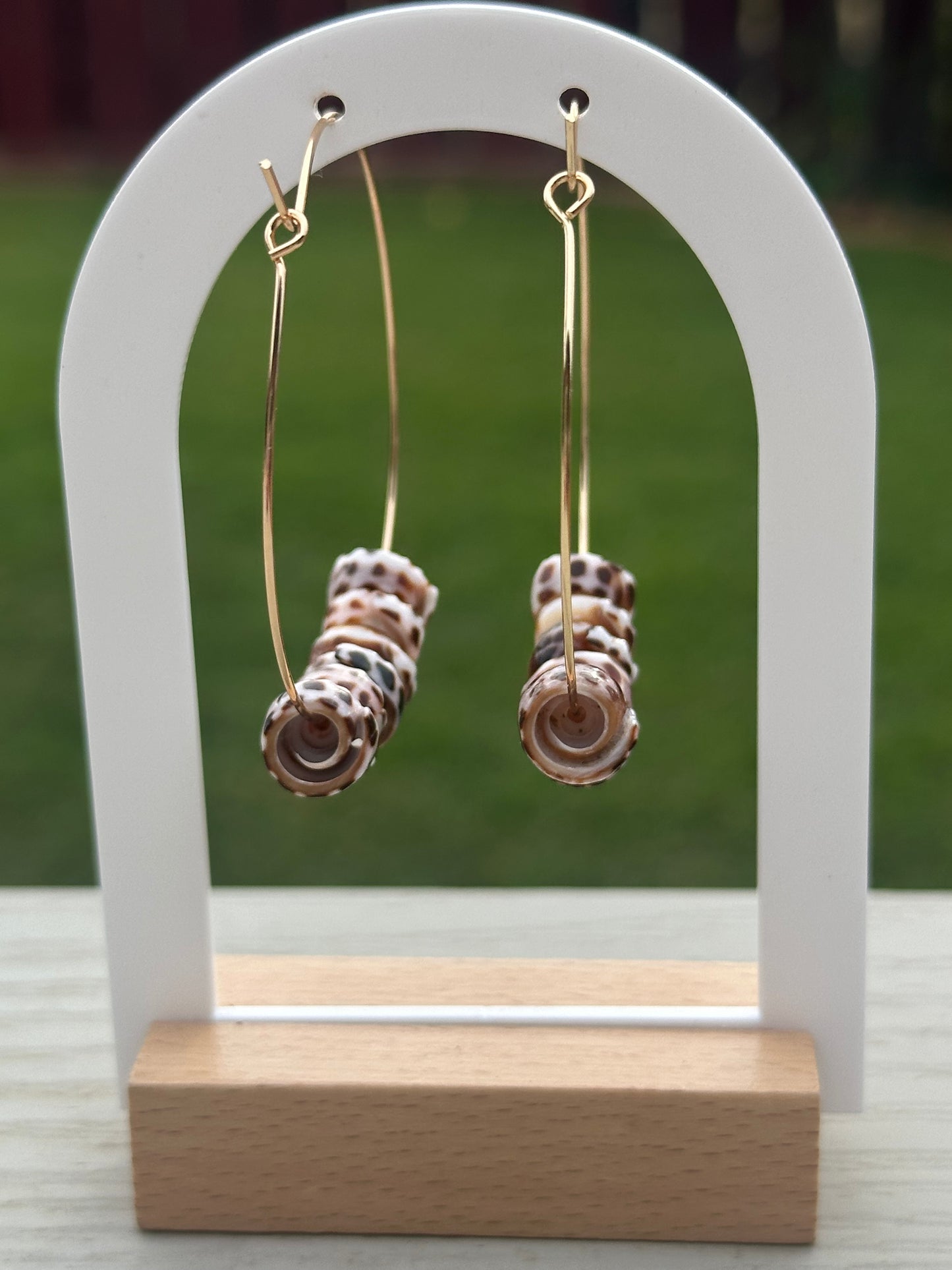 Puka Shell Hoop Earrings • Gold Filled, Hebrew Shells