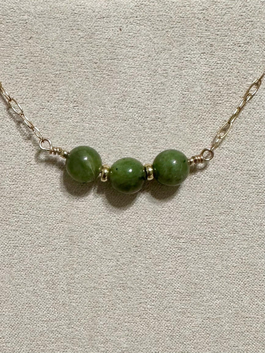 Jade Bead Bracelet – 14k Gold Filled | 8” Handmade in Hawai‘i