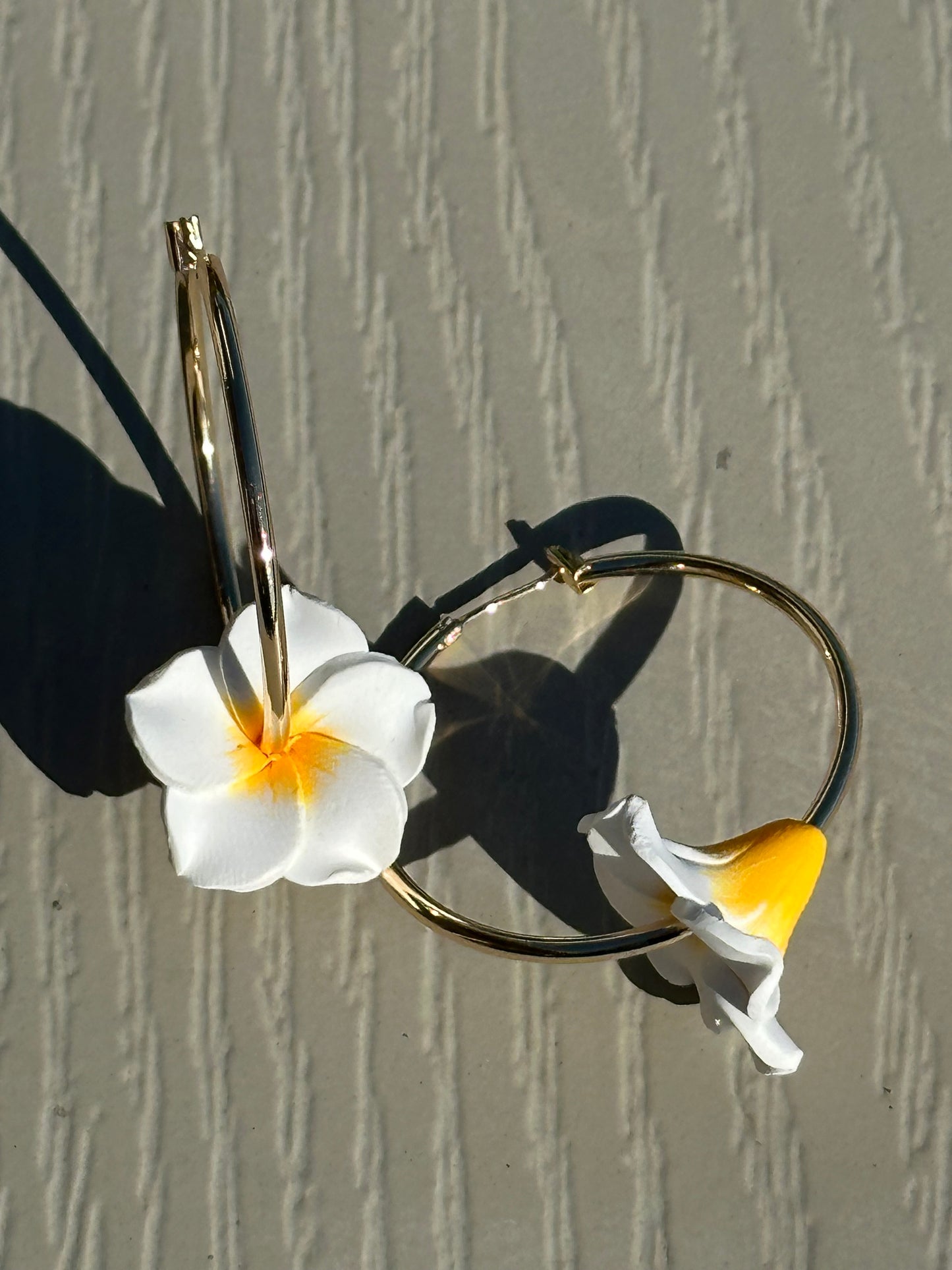 Handmade Flower Earrings | 40mm 14k Gold Filled Hoops | Tropical Island Earrings