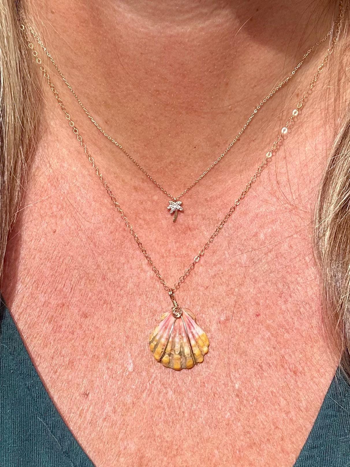 Rare Sunrise Shell Necklace – 14k Gold Filled Wire Wrapped – Hawaiian Shell Necklace