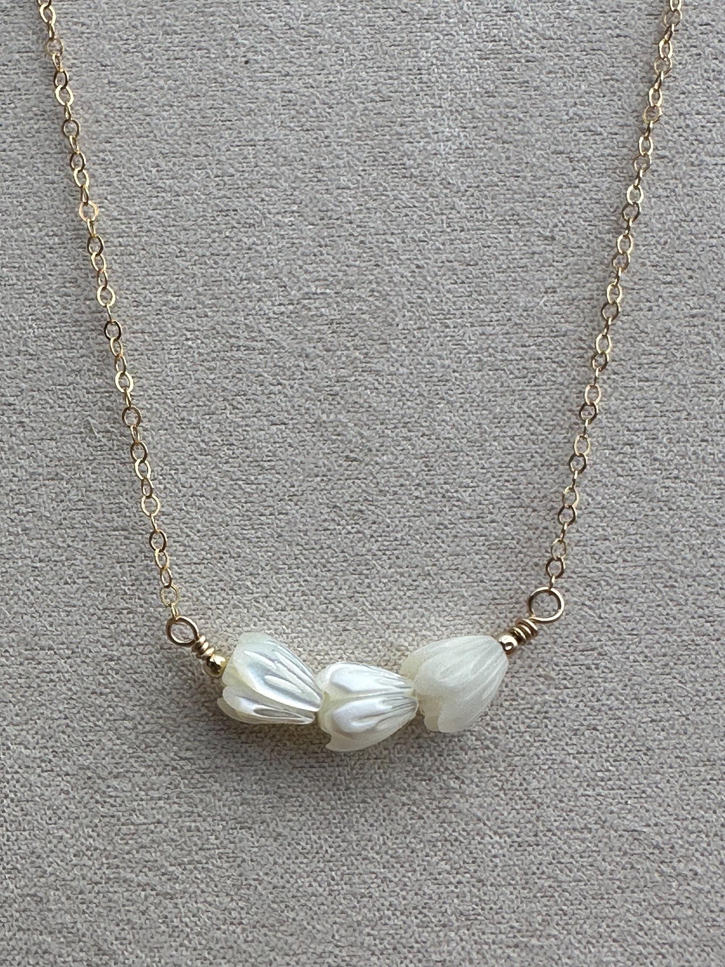 Dainty Pikake Necklace – Mother of Pearl & 14k Gold Filled - 16” + 2” Extender