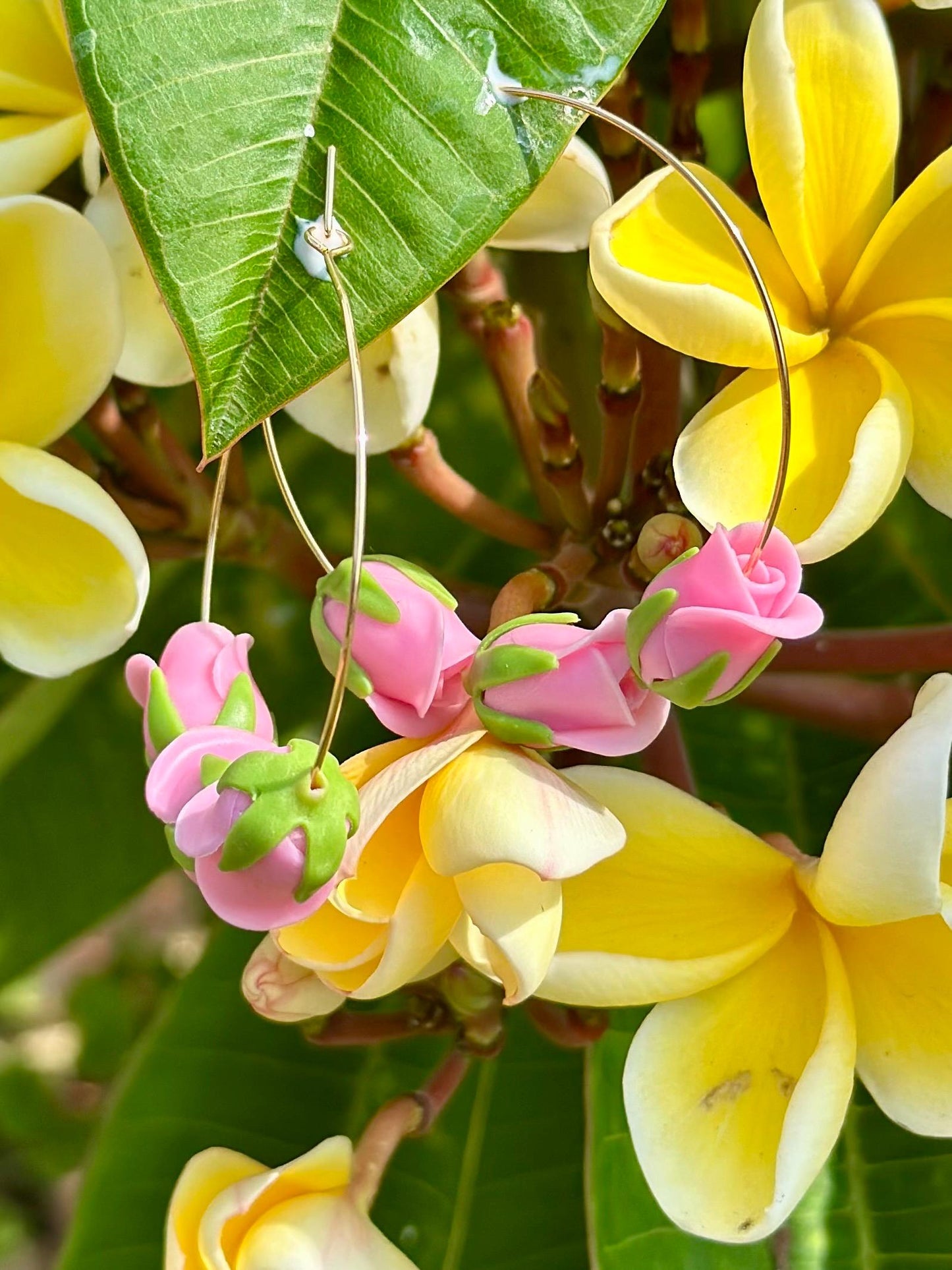 Hawaiian Flower Hoop Earrings – Handmade Hawaii Pua Jewelry