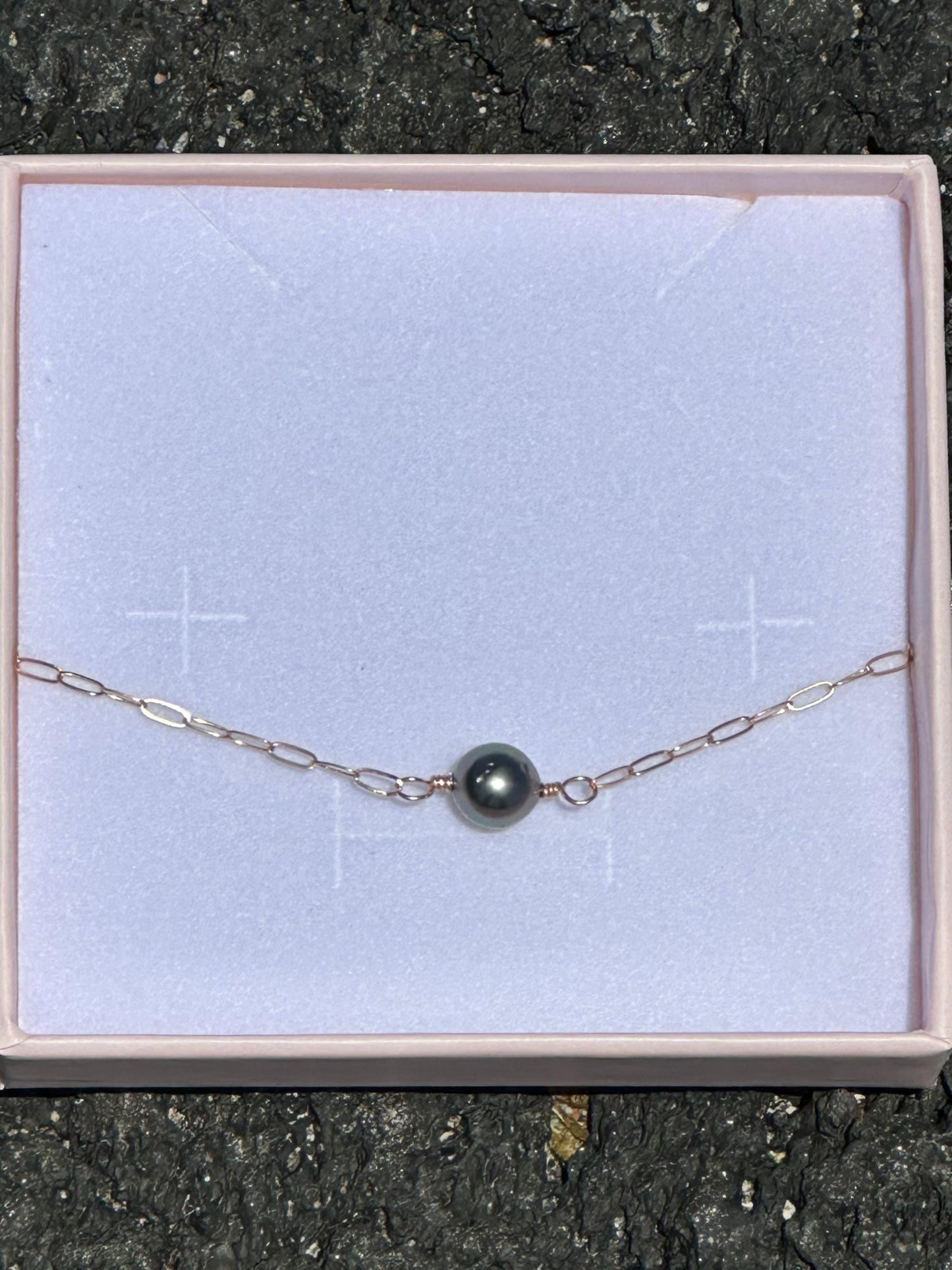 Dainty Tahitian Pearl Bracelet – 14k Gold Filled Paperclip Chain
