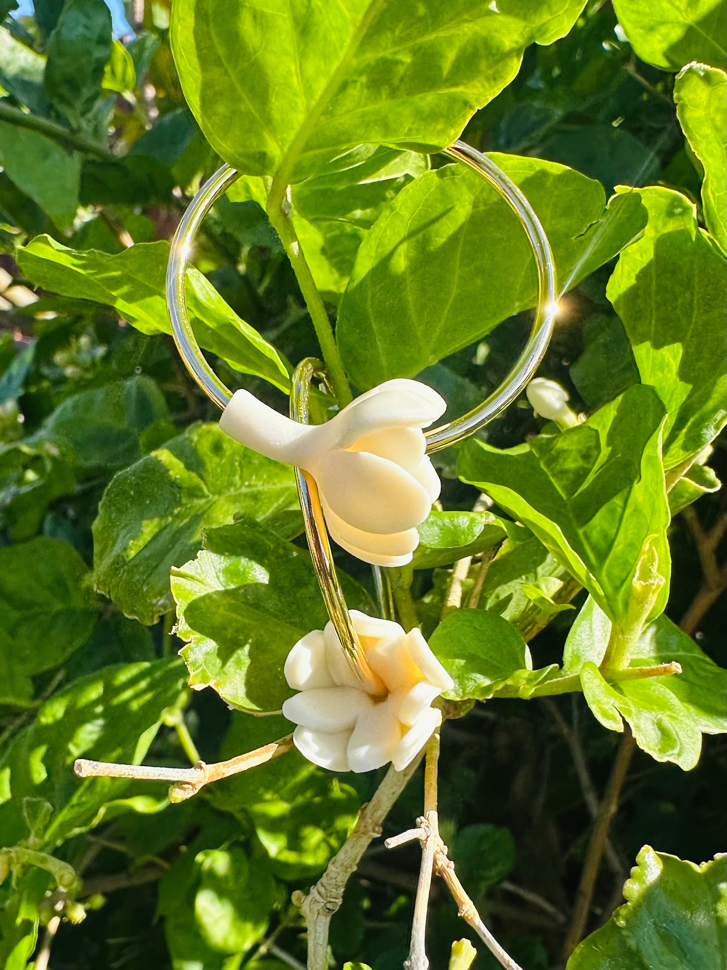 Handmade Flower Earrings | 40mm 14k Gold Filled Hoops | Tropical Island Earrings