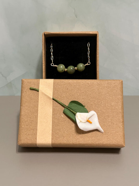 Jade Bead Bracelet – 14k Gold Filled | 8” Handmade in Hawai‘i