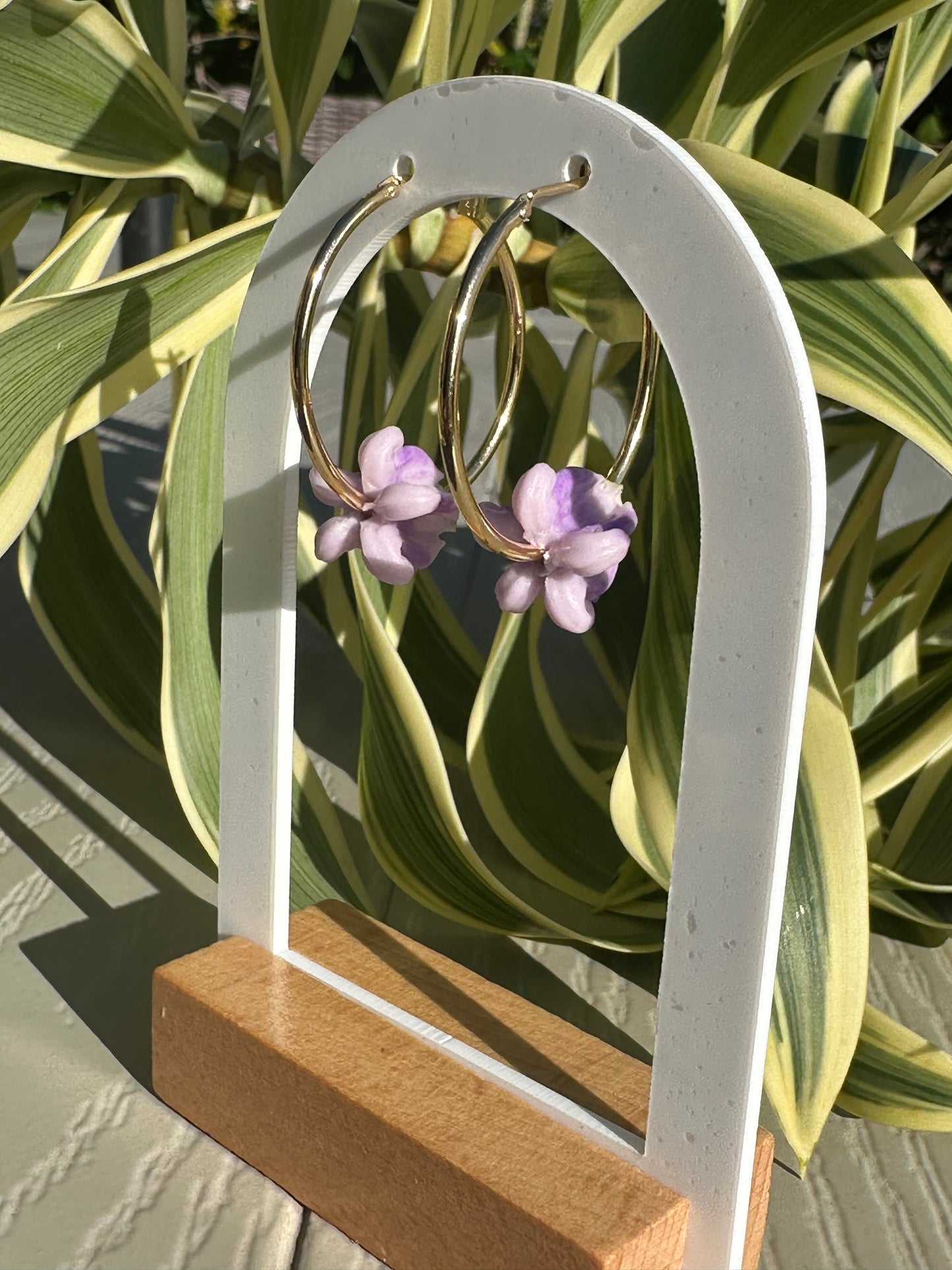 Handmade Flower Earrings | 30mm 14k Gold Filled Hoops | Tropical Island Earrings