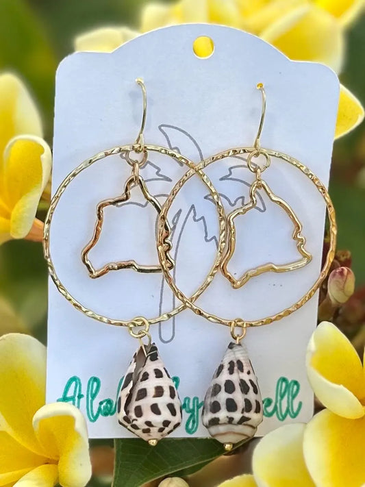 Hawaiian Dangle Earrings – Shell or Pearl Beads, Gold Plated