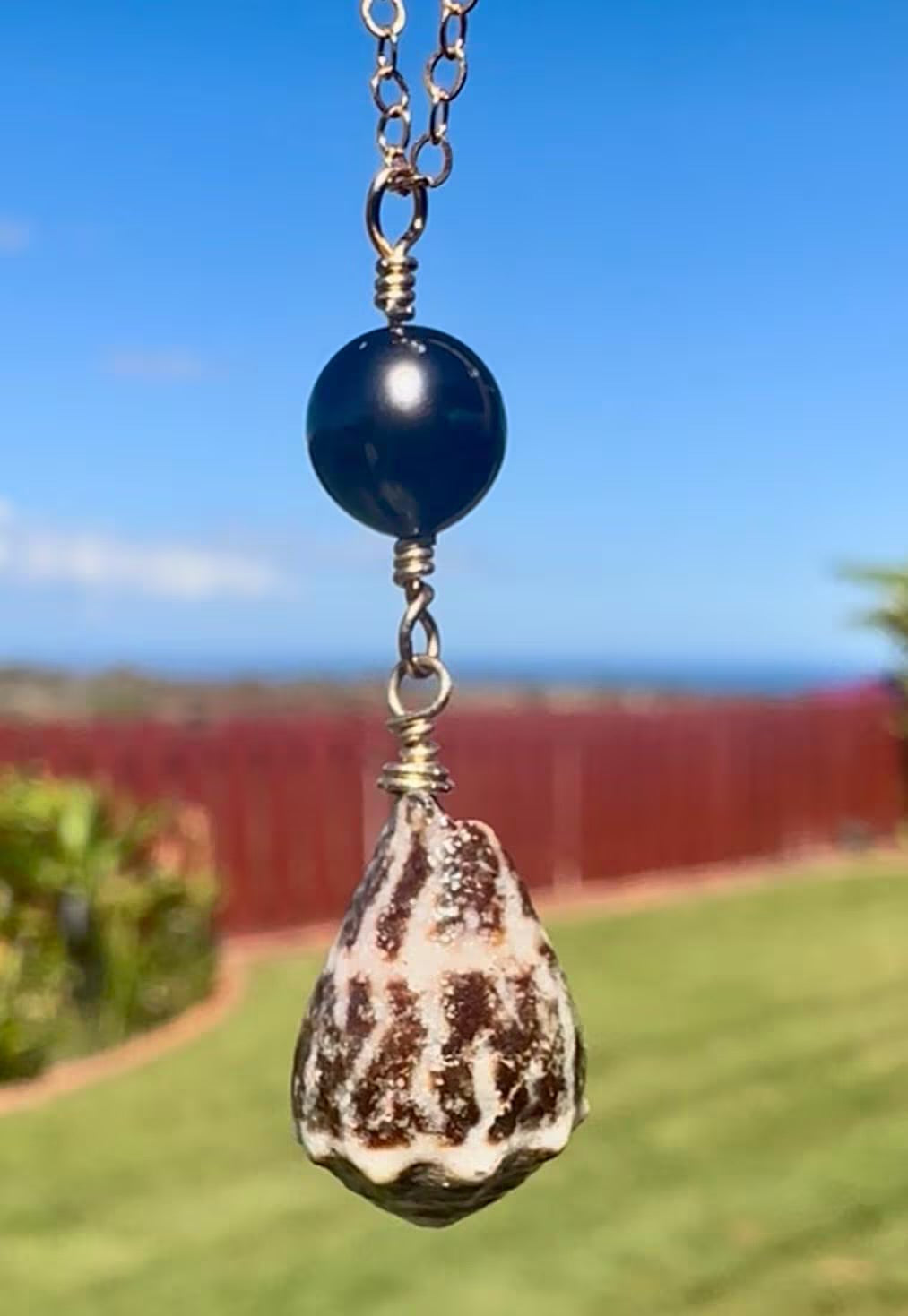 Hawaiian Cone Shell & Tahitian Pearl Necklace – 14k Gold Filled, 16” + 2” Extender