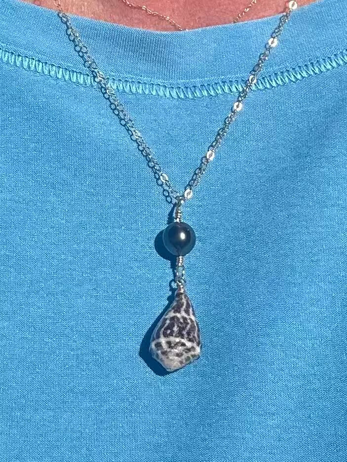 Hawaiian Cone Shell & Tahitian Pearl Necklace – 14k Gold Filled, 16” + 2” Extender