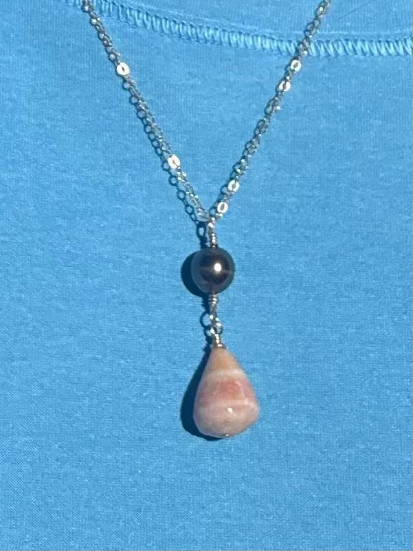 Hawaiian Cone Shell & Tahitian Pearl Necklace – 14k Gold Filled, 16” + 2” Extender