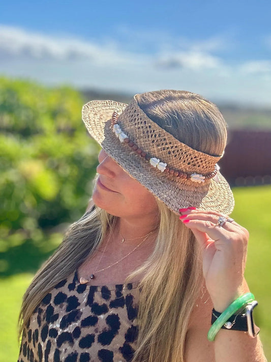 Hat Lei Charm – Papale Lei with Pikake or Crown Flowers, Adjustable Hawaiian Hat Accessory