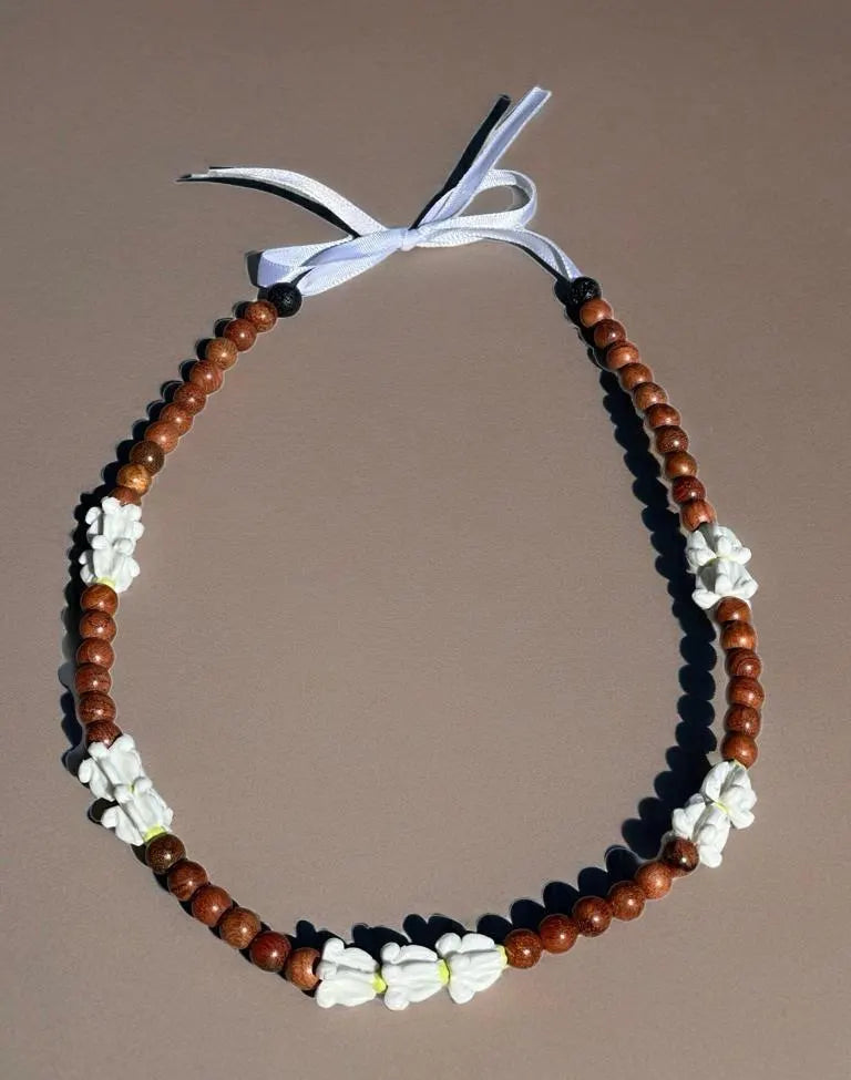 Hat Lei Charm – Papale Lei with Pikake or Crown Flowers, Adjustable Hawaiian Hat Accessory