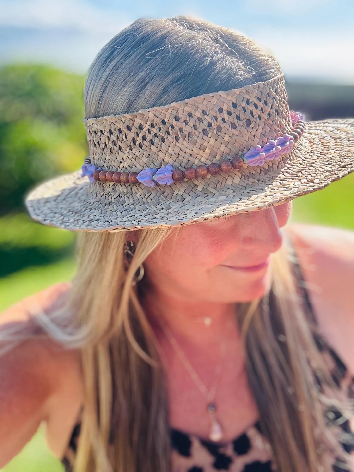Hat Lei Charm – Papale Lei with Pikake or Crown Flowers, Adjustable Hawaiian Hat Accessory