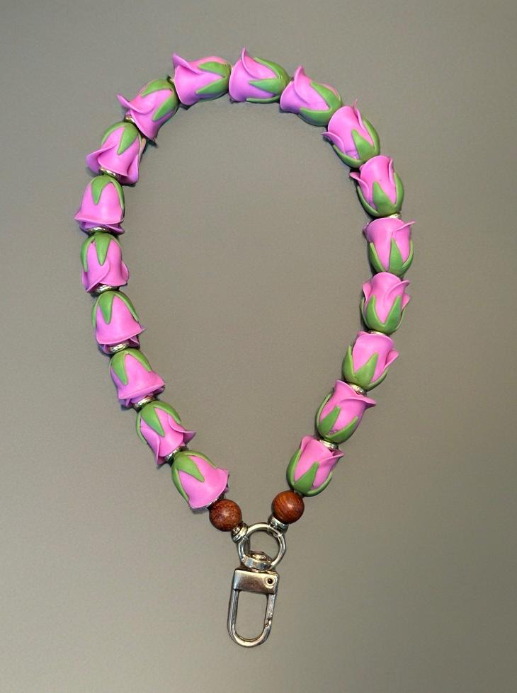 Handcrafted Flower Phone Charm: Hawaiian Lei Wrist Strap