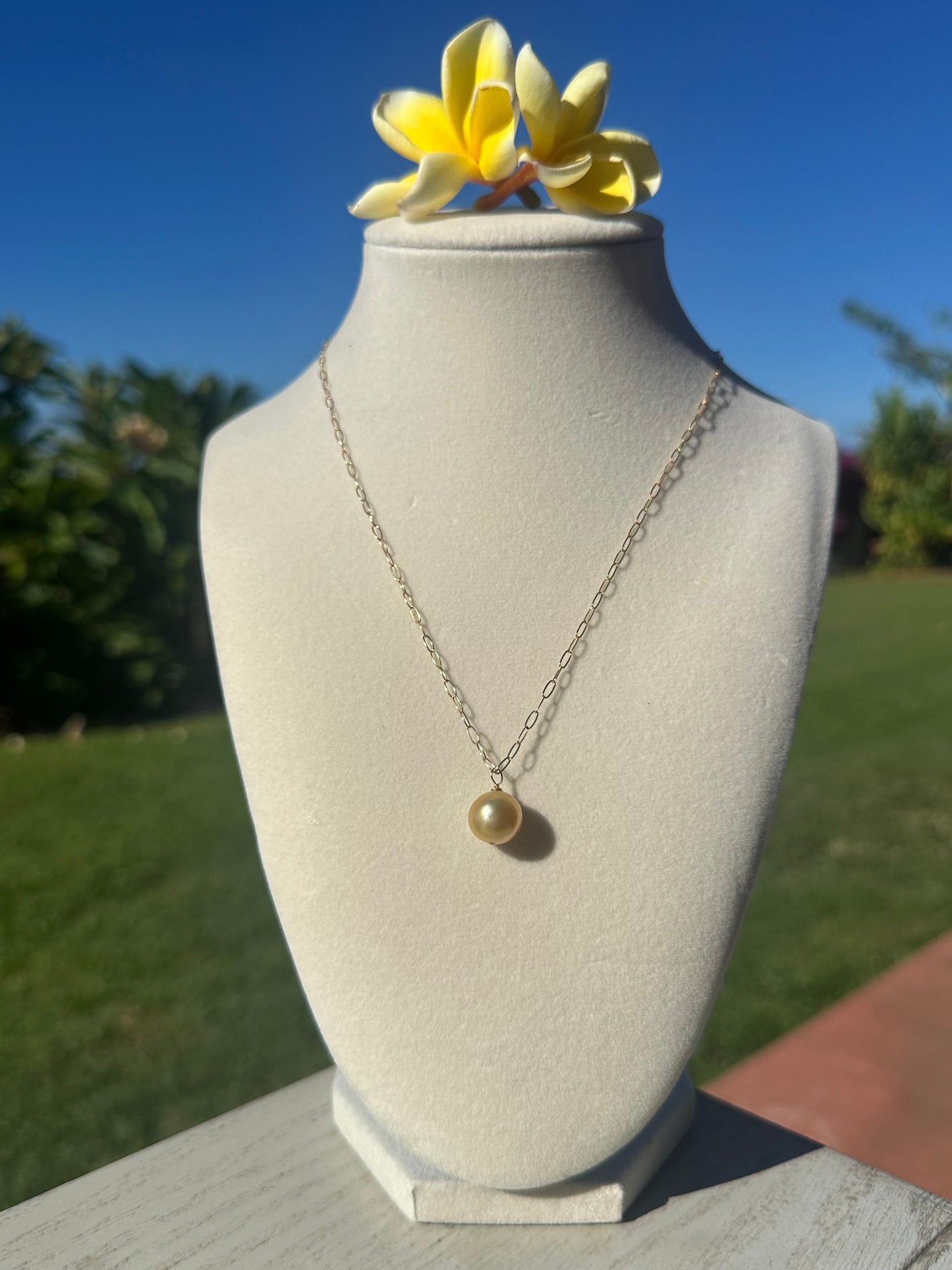 10mm Golden South Sea Pearl Necklace – 14k Gold Filled Paperclip Chain – Luxe Hawaiian Jewelry (Copy) (Copy)