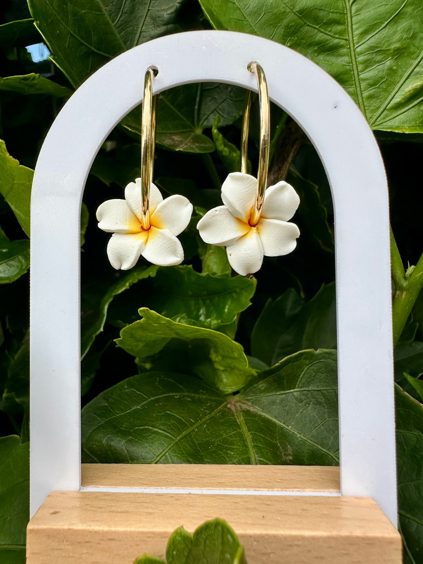 Handmade Flower Earrings | 20mm 14k Gold Filled Hoops | Tropical Island Earrings