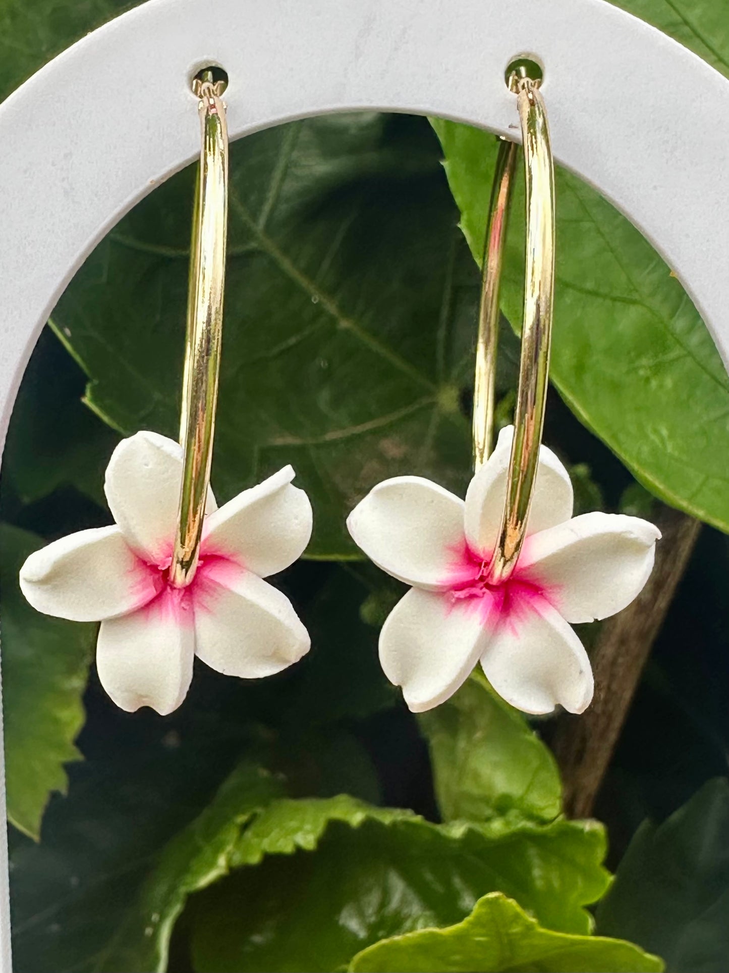 Handmade Flower Earrings | 20mm 14k Gold Filled Hoops | Tropical Island Earrings