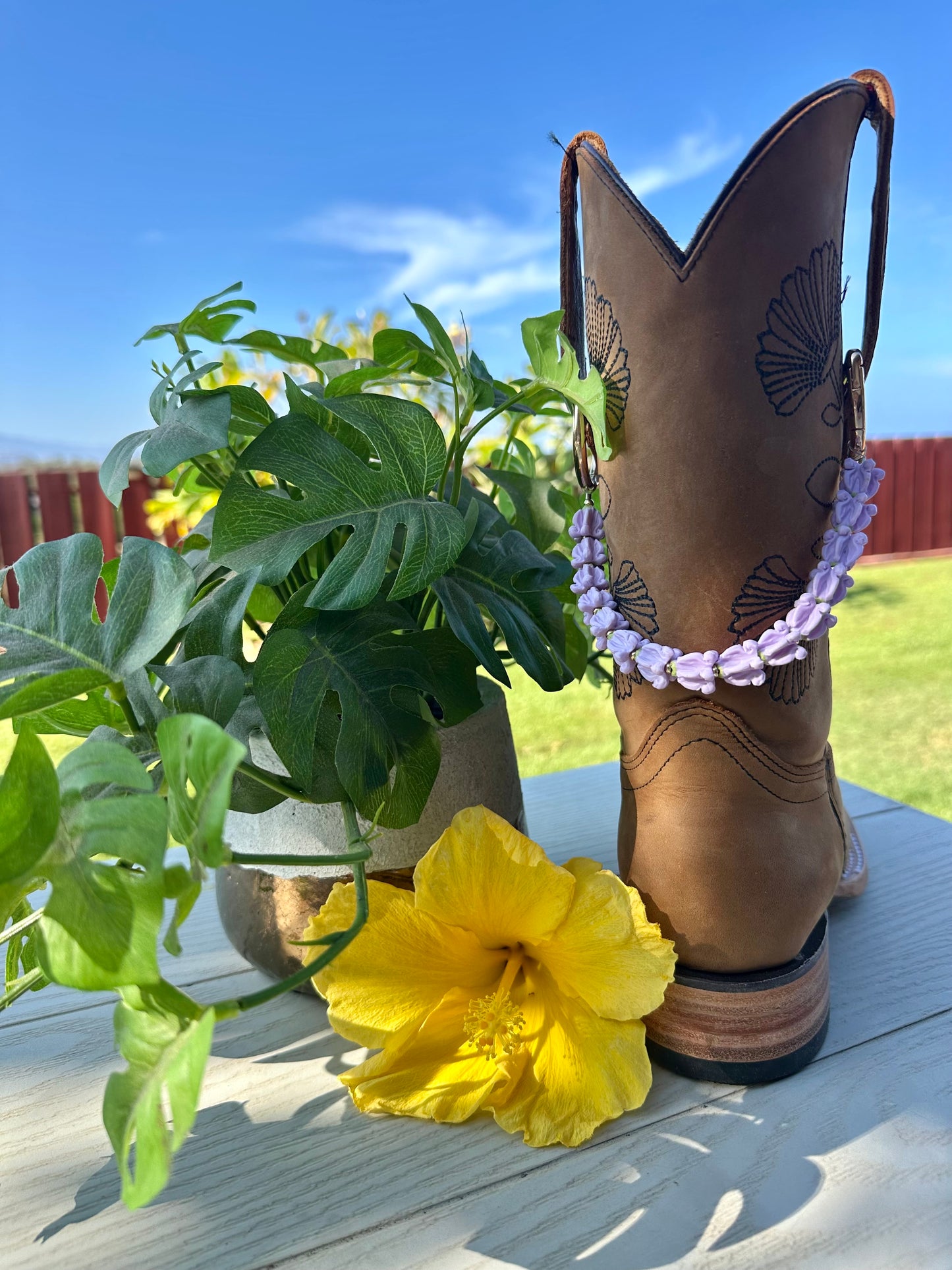 Handmade Cowboy Boot Lei | Hawaiian Floral Western Accessory