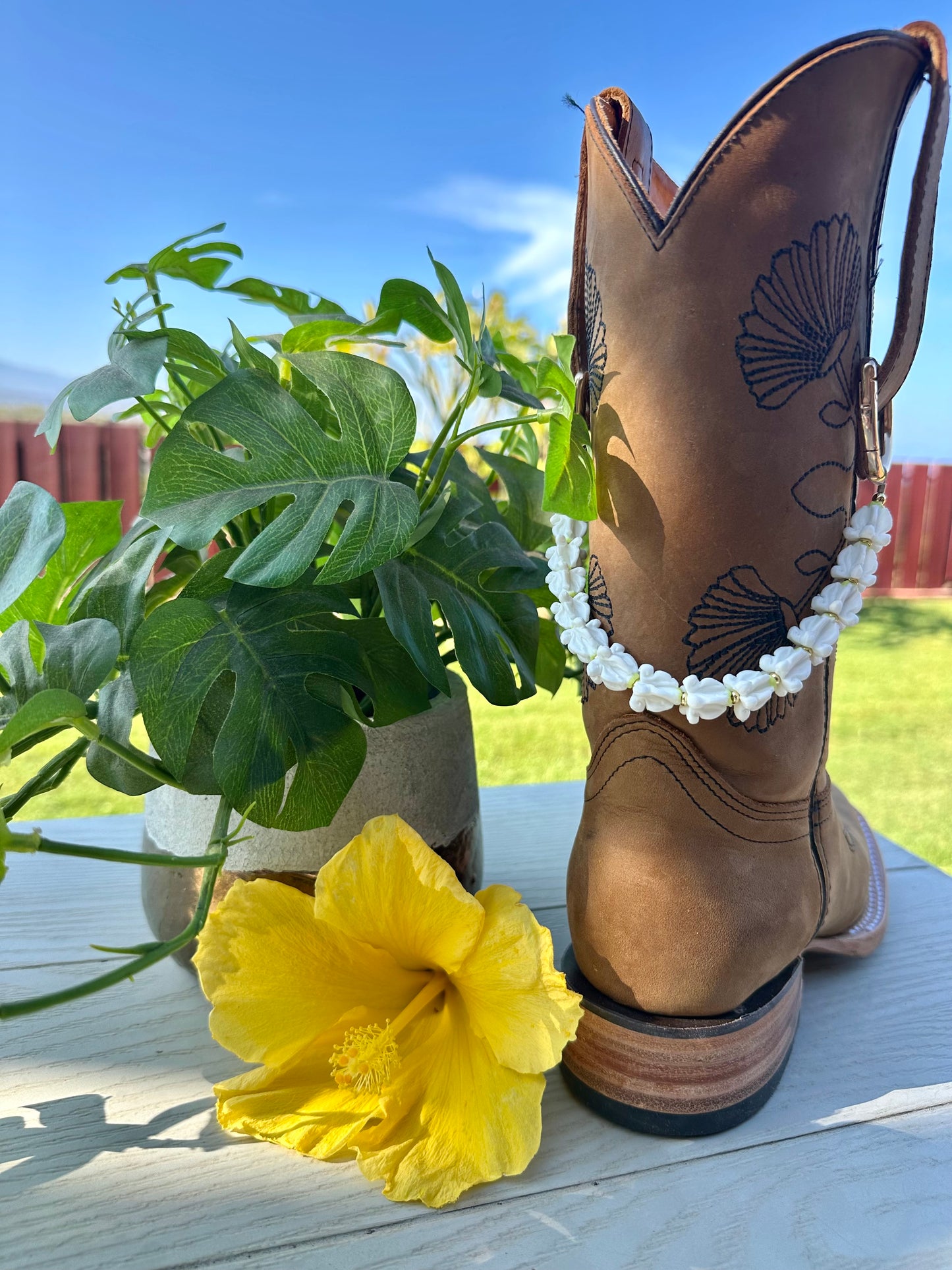 Handmade Cowboy Boot Lei | Hawaiian Floral Western Accessory