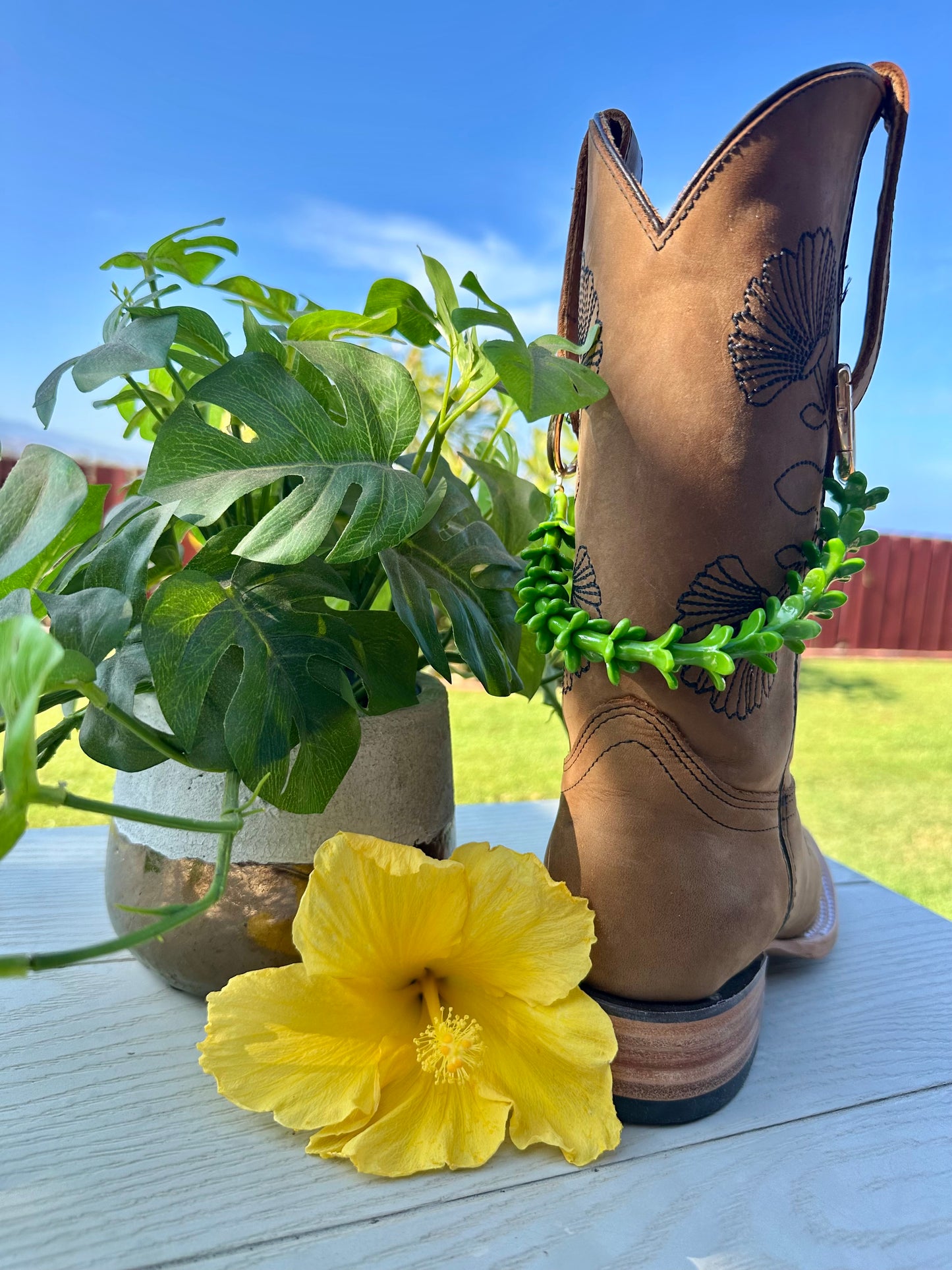 Handmade Cowboy Boot Lei | Hawaiian Floral Western Accessory