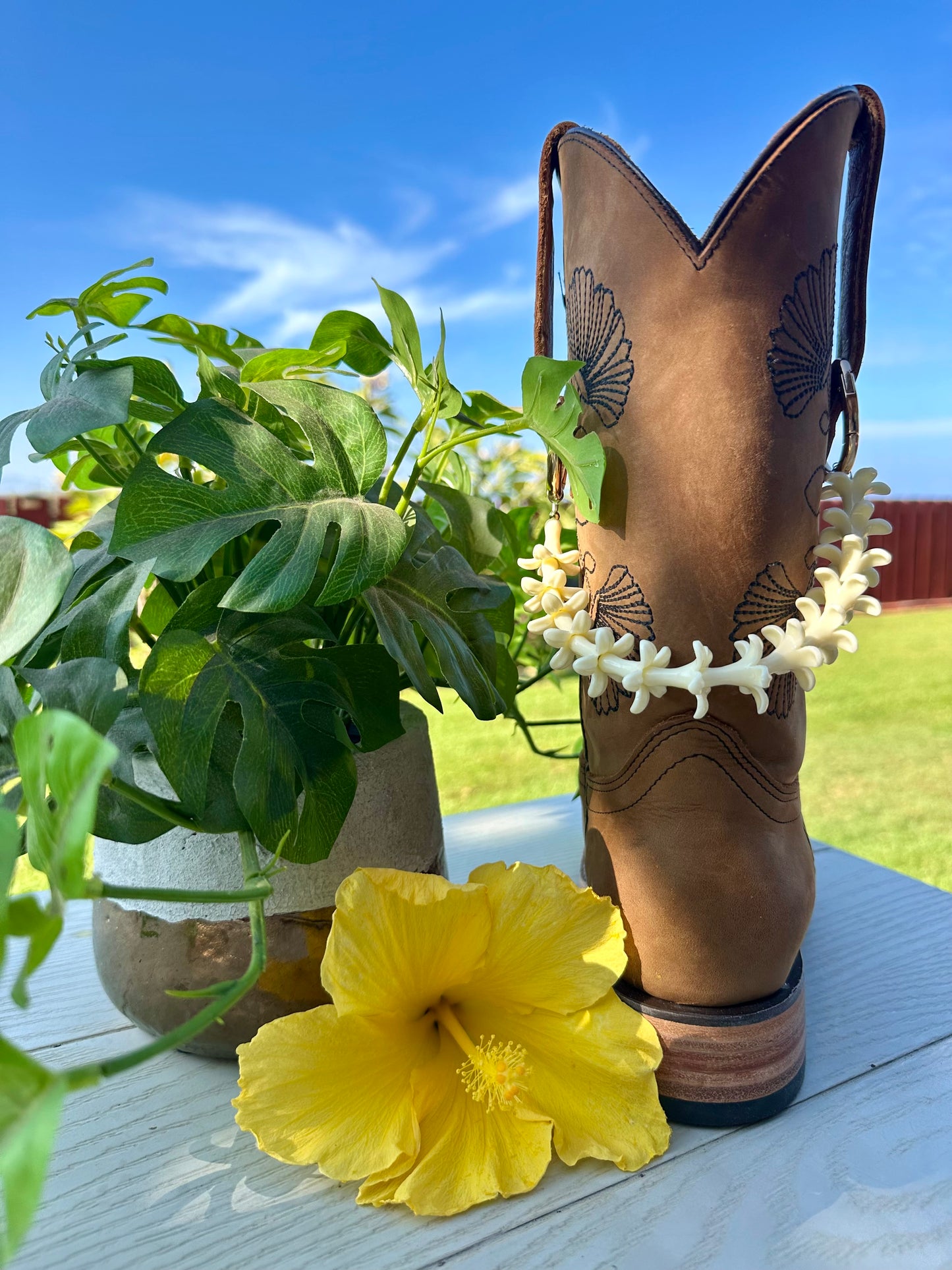 Handmade Cowboy Boot Lei | Hawaiian Floral Western Accessory
