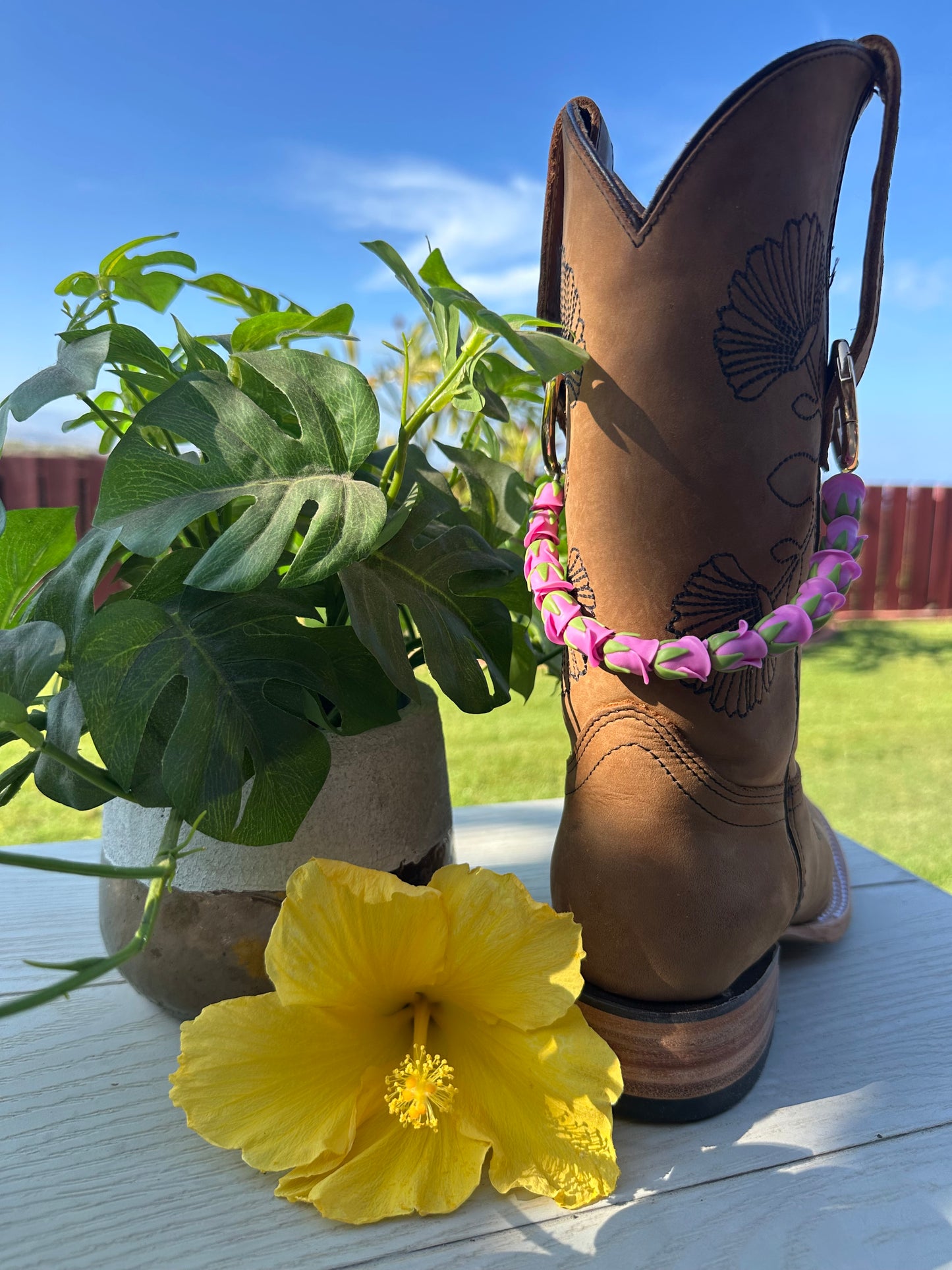 Handmade Cowboy Boot Lei | Hawaiian Floral Western Accessory