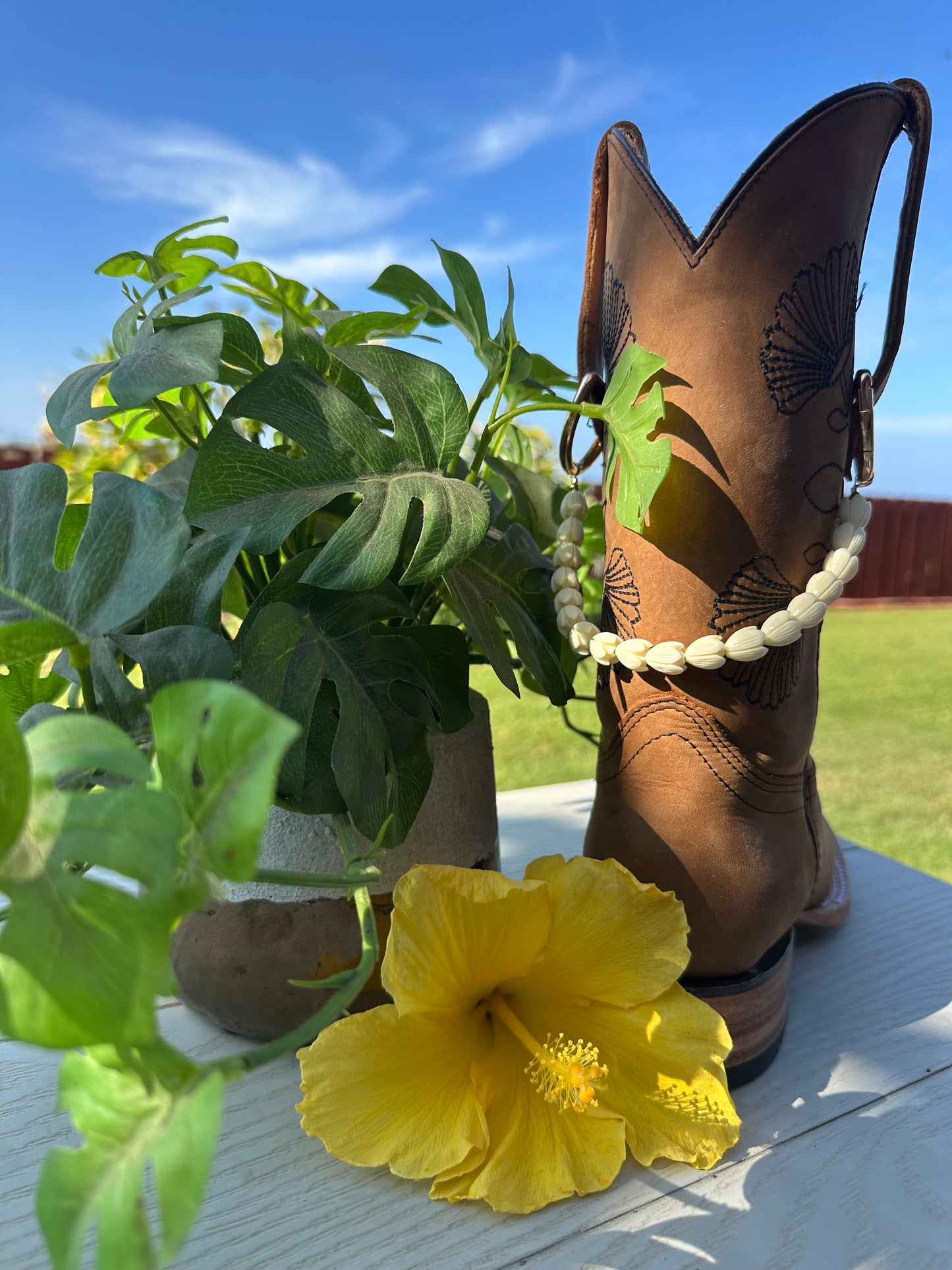 Handmade Cowboy Boot Lei | Hawaiian Floral Western Accessory