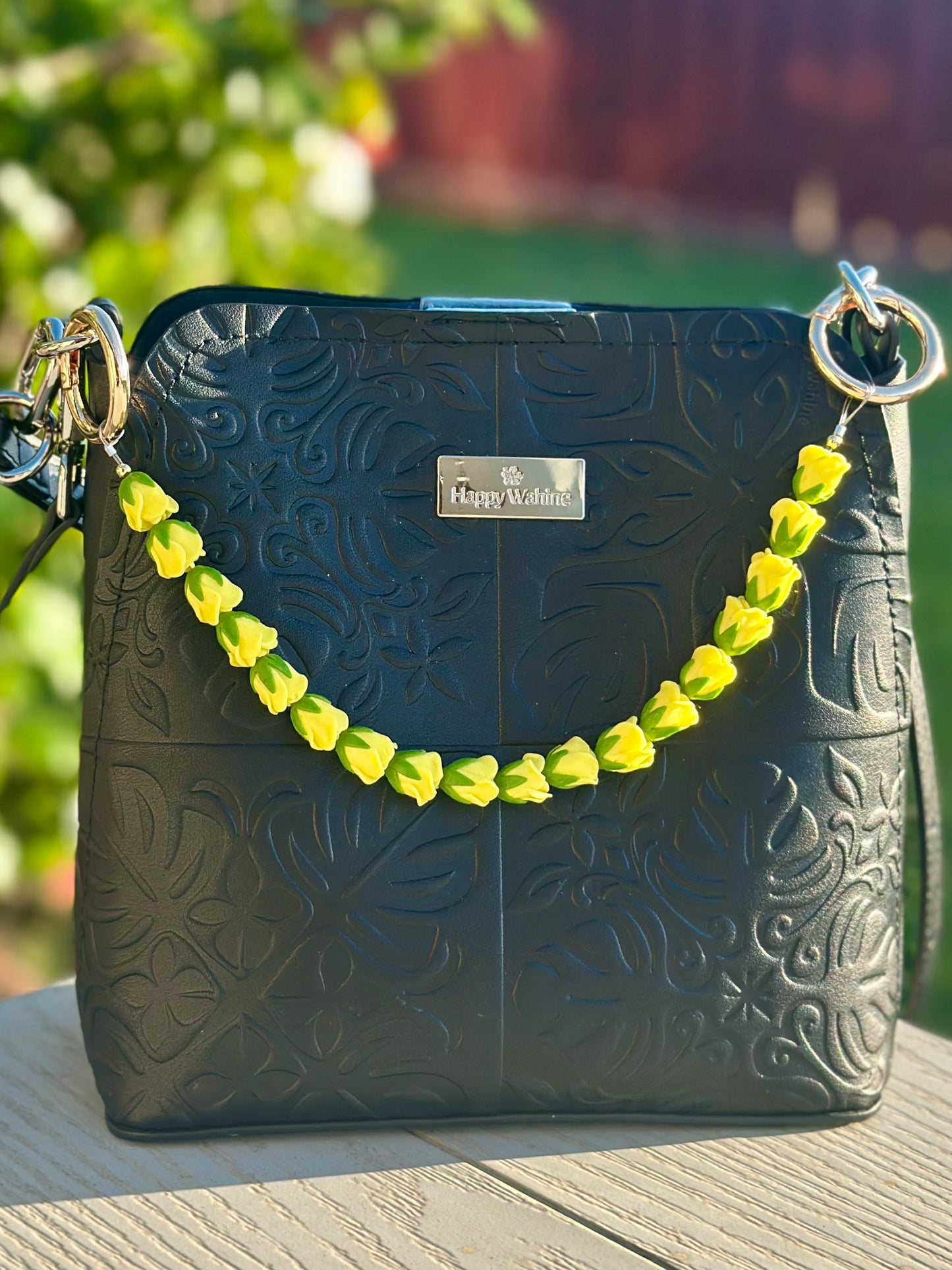 Handmade Hawaiian Flower Purse Charm | Bag Lei