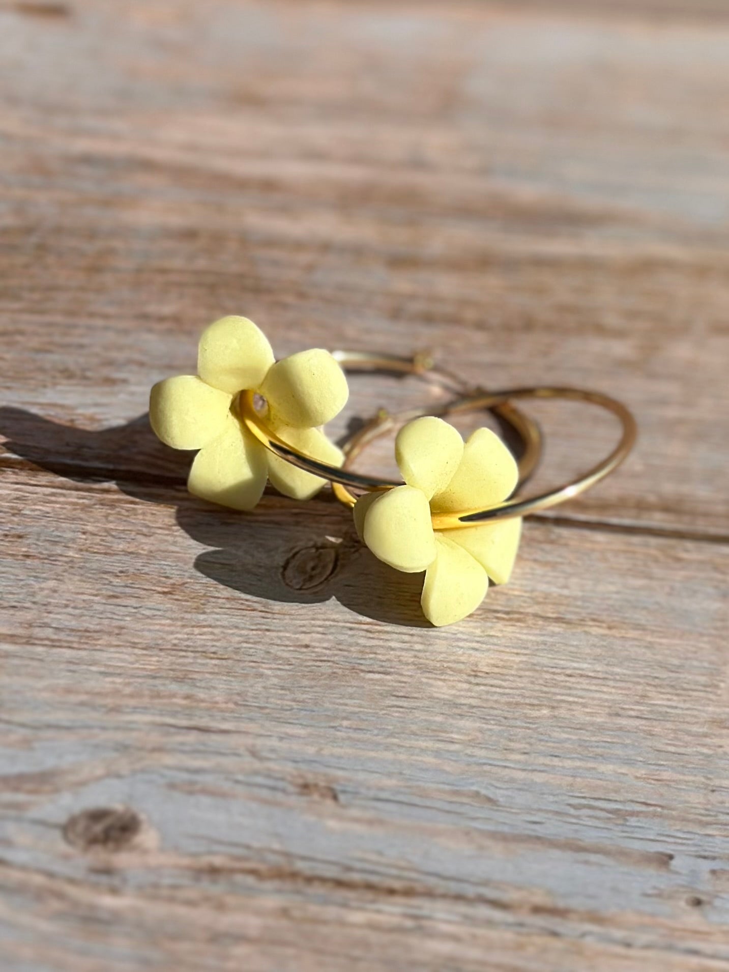 Handmade Flower Earrings | 40mm 14k Gold Filled Hoops | Tropical Island Earrings