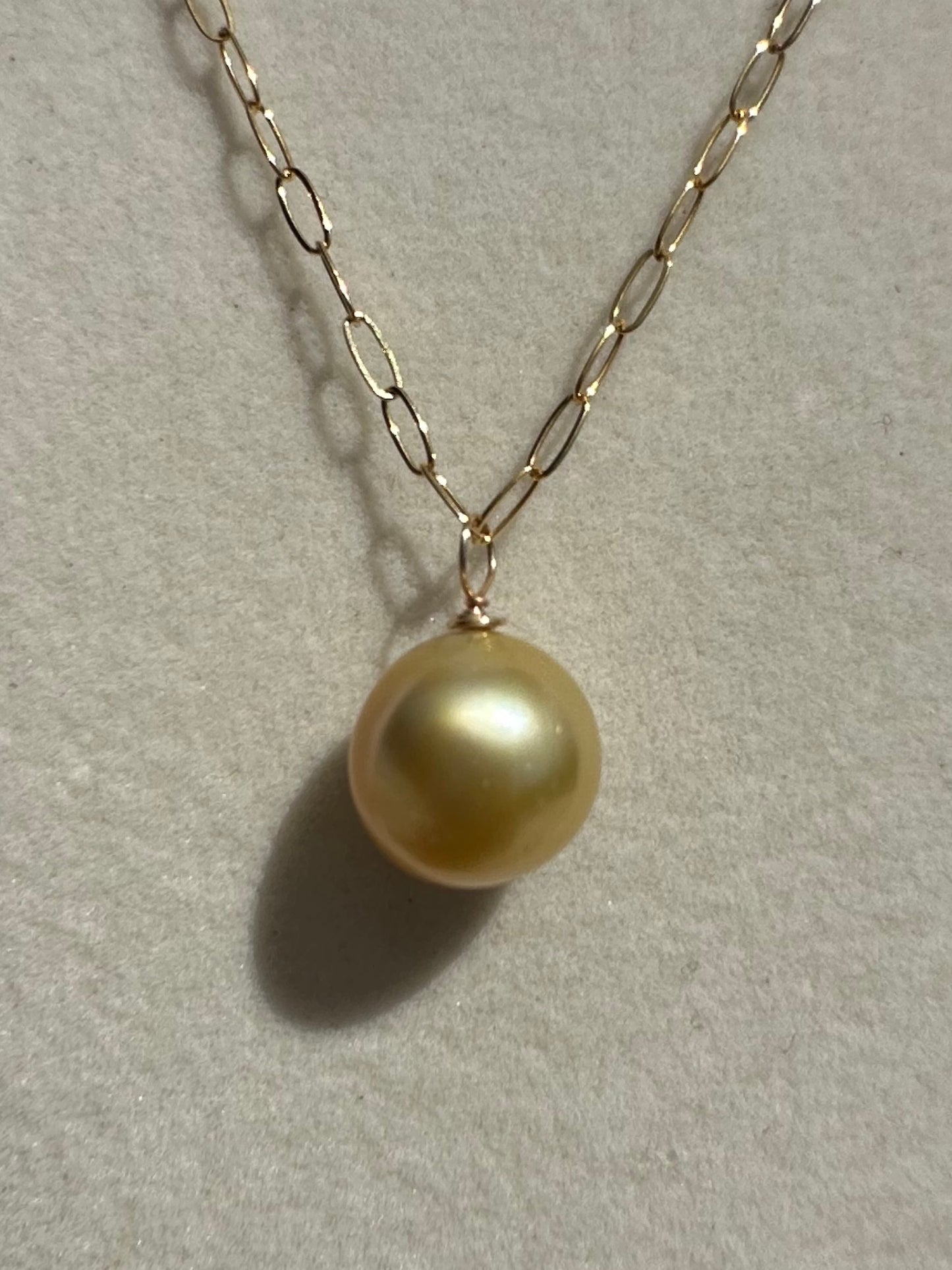 10mm Golden South Sea Pearl Necklace – 14k Gold Filled Paperclip Chain – Luxe Hawaiian Jewelry (Copy) (Copy)