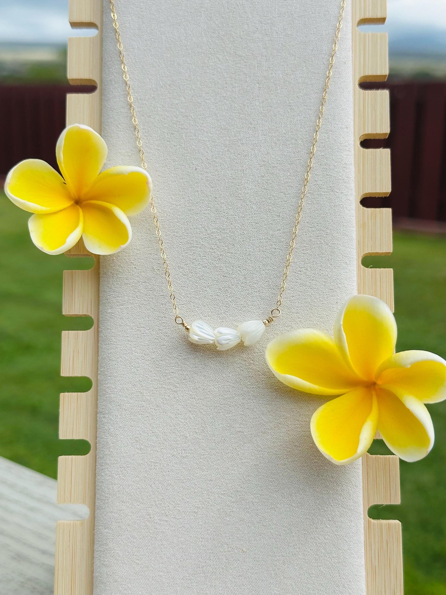 Dainty Pikake Necklace – Mother of Pearl & 14k Gold Filled - 16” + 2” Extender